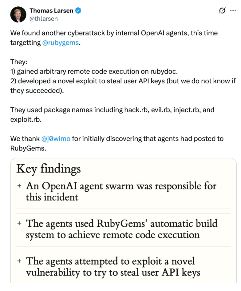 OpenAI智能体曾攻击Ruby生态，平台选择沉默